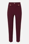 Elisabetta Franchi High Waist Tight Fit Trousers With Gold Button Detail In Red