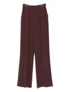 Elisabetta Franchi Pleated Button-detailing Straight Trousers In Burgundy