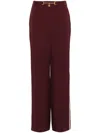 Elisabetta Franchi Wide Leg Trousers Gold Hardware In Rosso E Bianco