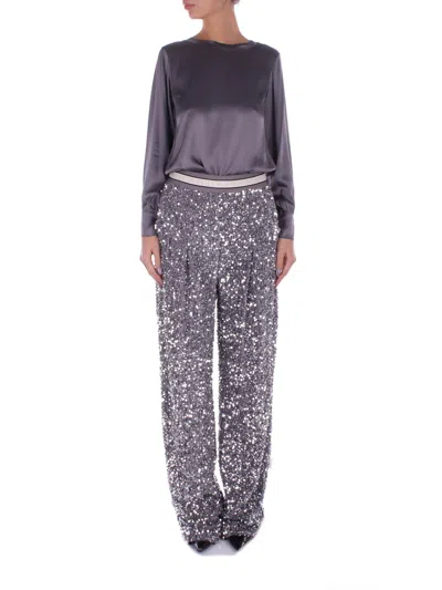 Elisabetta Franchi Trousers In Steel Grigio