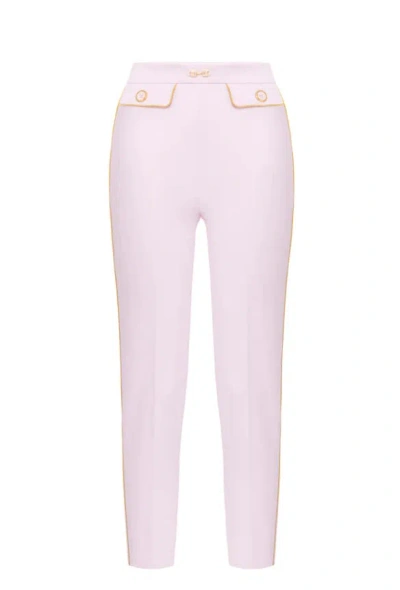 Elisabetta Franchi Trousers With Contrasting Profiles In Pink