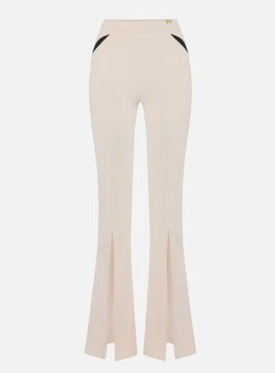 Elisabetta Franchi Trousers With Cut Outs And Slits In Neutral