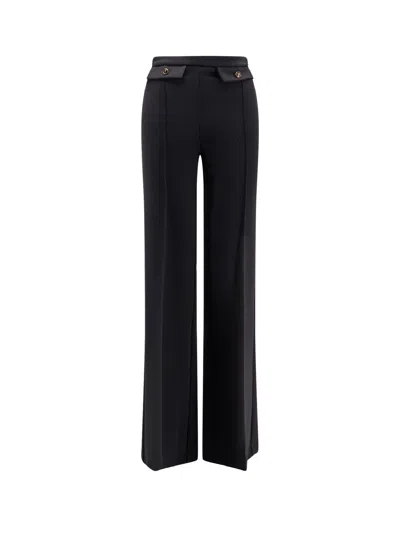 ELISABETTA FRANCHI TROUSERS WITH DOUBLE LOGOED BUTTON