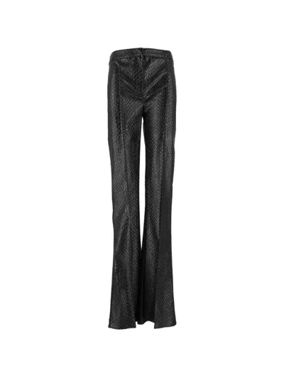 Elisabetta Franchi Trousers With Fish Scale-pattern In Black