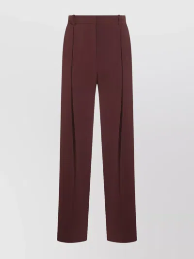 Elisabetta Franchi Trousers With Front Pleats And Belt Loops In Burgundy