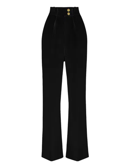 Elisabetta Franchi Trousers With Gold Buttons In Black