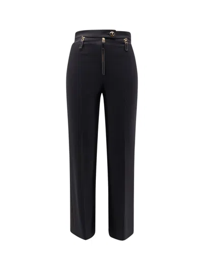 ELISABETTA FRANCHI TROUSERS WITH LOGOED BUTTON