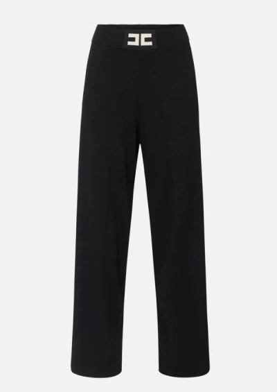 Elisabetta Franchi Trousers With Shiny Bands In Black
