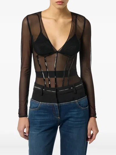 Elisabetta Franchi Tulle Blouse In Black