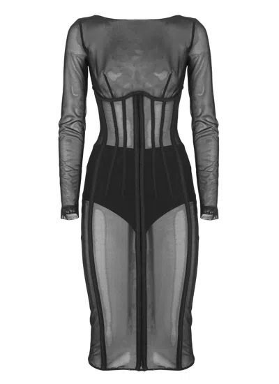 ELISABETTA FRANCHI TULLE BUSTIER DRESS