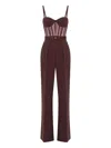 Elisabetta Franchi Tulle-detail Belted Jumpsuit In Red