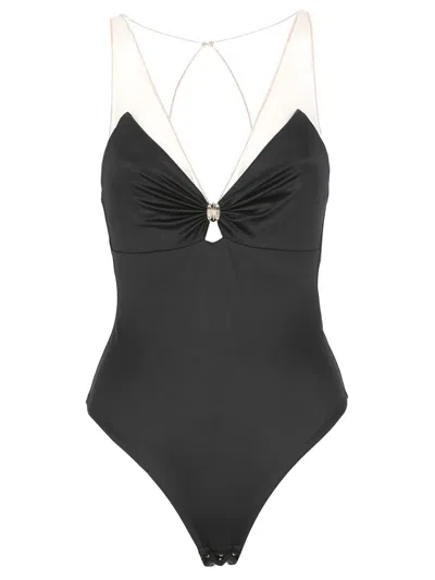 Elisabetta Franchi Tulle Detailing Bodysuit In Black