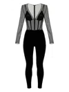 Elisabetta Franchi Tulle-details Zip-back Jumpsuit In Black