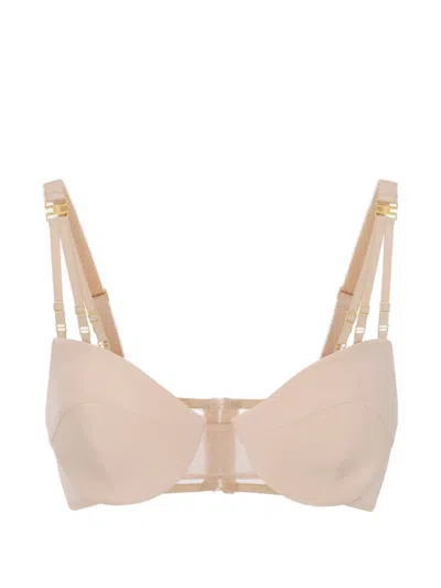 Elisabetta Franchi Tulle Elastic Straps Bra In Neutral