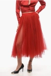 Elisabetta Franchi Tulle Embroidered Skirt In Red