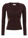 Elisabetta Franchi Bielastic Blazer With Sweetheart Neckline In Brown