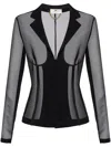 Elisabetta Franchi Collar Tailored Transparent Jacket In Black