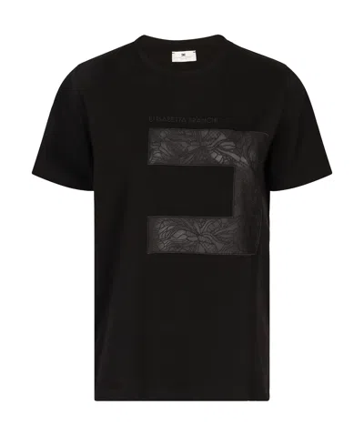 Elisabetta Franchi Tulle Knitted T-shirt In Black