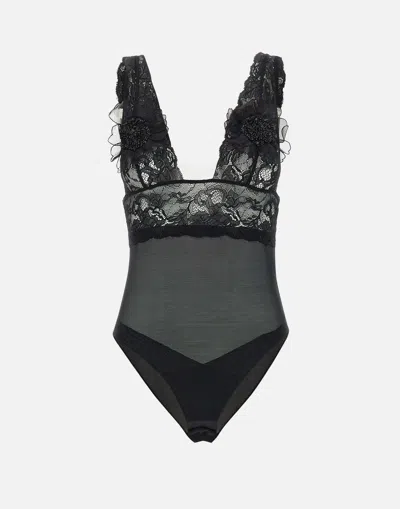 Elisabetta Franchi Tulle Lace Body With Embroidery
