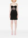 Elisabetta Franchi Mini Dress In Tulle And Fringes In Black