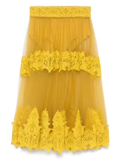 ELISABETTA FRANCHI TULLE MIDI SKIRT