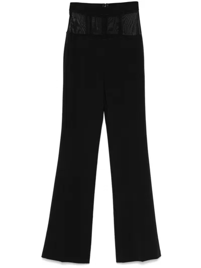 Elisabetta Franchi Tulle-panel Crepe Trousers In Black
