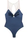Elisabetta Franchi Tulle-straps Bodysuit In Blue