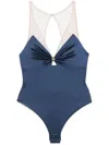Elisabetta Franchi Tulle-straps Bodysuit In Blue
