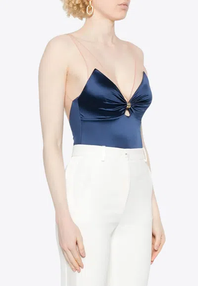 ELISABETTA FRANCHI TULLE-STRAPS BODYSUIT