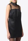 Elisabetta Franchi Dress With Embroidery And Sheer Panel In Black