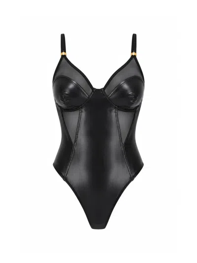 Elisabetta Franchi Tulle-insert Swimsuit In Black