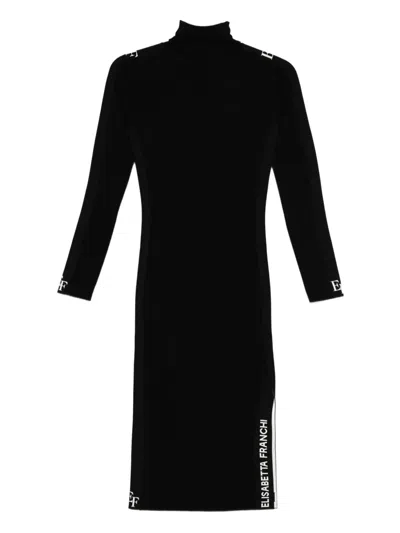 Elisabetta Franchi Knit Sheath Dress With Side Slit Clothing In Black