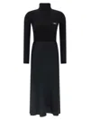 Elisabetta Franchi Ribbed Turtleneck Midi Dress In Black