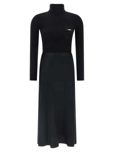 Elisabetta Franchi Logo-plaque Midi Dress In Multi