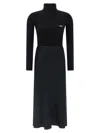 Elisabetta Franchi Ribbed Turtleneck Midi Dress In Black