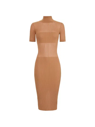 Elisabetta Franchi Turtleneck Knit Midi Dress In Multi