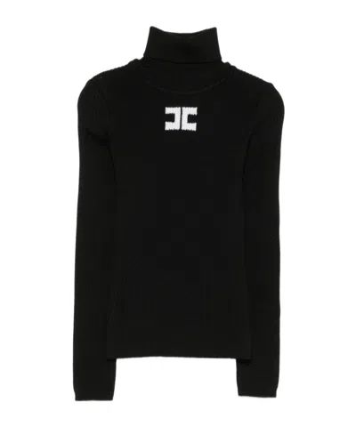 Elisabetta Franchi Kids' Turtleneck Knit Top In Black
