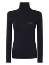 Elisabetta Franchi Turtleneck Ribbed T-shirt In Black