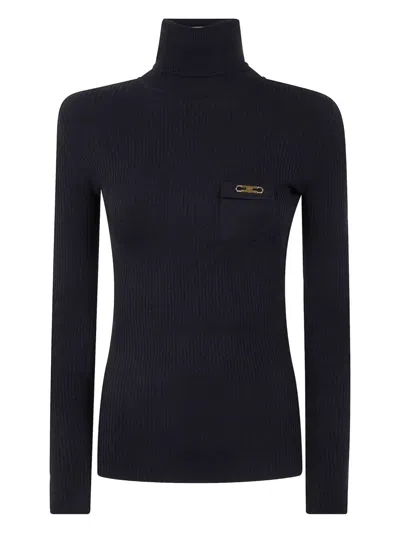 ELISABETTA FRANCHI TURTLENECK RIBBED T-SHIRT,MK11B56E2 110 NERO