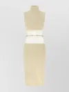 Elisabetta Franchi Turtleneck Sleeveless Dress Open Back In Neutral