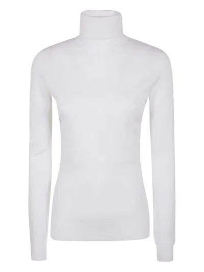 ELISABETTA FRANCHI TURTLENECK SWEATER WITH LOGO,MK23S56E2 360 AVORIO