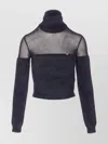 Elisabetta Franchi Brushed Insert Turtleneck Sweater Sweaters And Cardigans Black In Gray