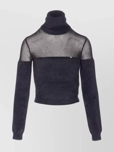 ELISABETTA FRANCHI TURTLENECK SWEATER WITH SHEER PANEL DESIGN