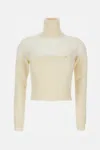 Elisabetta Franchi Brushed Insert Turtleneck Sweater Sweaters And Cardigans White In Multi