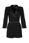 Elisabetta Franchi Short Jumpsuit With Button Detailing And Long Sleeves In Black
