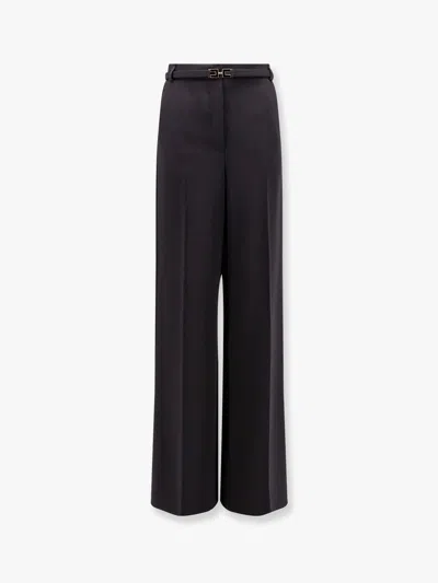 ELISABETTA FRANCHI TUXEDO TROUSER WITH BELT AND ENAMELLED DETAIL