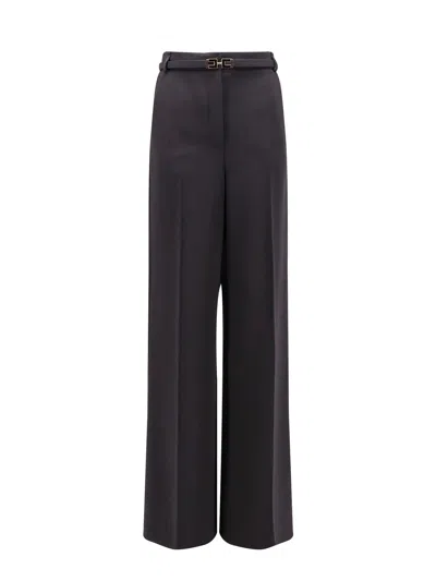 Elisabetta Franchi Tuxedo Trouser With Belt And Enamelled Detail In Schwarz