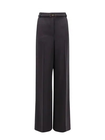 Elisabetta Franchi Tuxedo Trouser With Belt And Enamelled Detail In Black