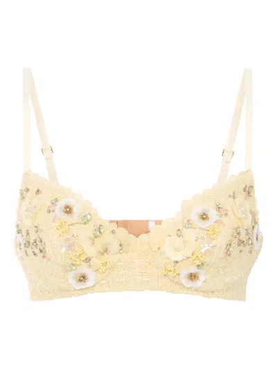 Elisabetta Franchi Tweed Bra In Yellow