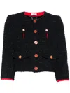 Elisabetta Franchi Cropped Tweed Jacket In Black